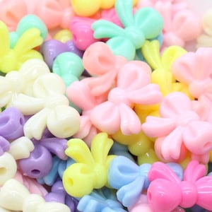 Chunky Acrylic Bow Beads, Colorful Plastic Bow Shaped Beads for Bracelets