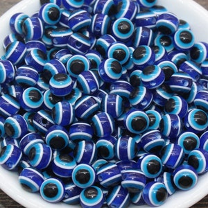 8mm Eyeball Beads, Royal Blue Evil Eye Beads, Round Evil Eyeball Beads, Turkish Eye Beads, Greek Eye Beads, Acrylic Eyeball Beads #2379