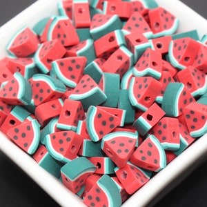 Watermelon Polymer Clay Beads, Fruit Cane Beads, Watermelon Clay Beads, Sliced Watermelon Beads, Fruit Clay Beads, Jewelry Beads #9