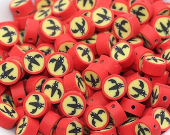Spider Polymer Clay Beads, Halloween Bat Clay Beads, Jewelry Beads, Bead for Bracelet  #512