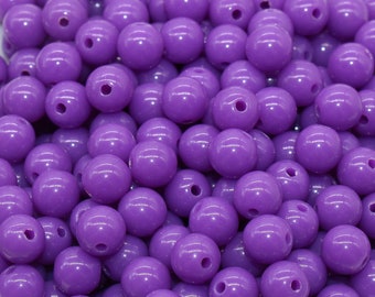 8mm Plum Purple Gumball Beads, Round Acrylic Purple Loose Beads, Bubblegum Beads, Chunky Beads, Bubble Gum Beads, Smooth Round Beads #1353