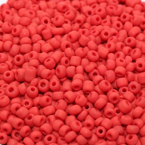 Matte Glass Seed Beads, 4mm 6/0 Glass Round Seed Beads, Matte Red Seed Beads, Red Glass Rocailles Beads, Beading Supplies #1082