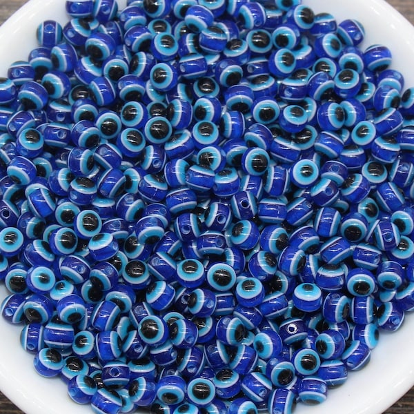 5mm Eyeball Beads, Royal Blue Evil Eye Beads, Round Evil Eyeball Beads, Turkish Eye Beads, Greek Eye Beads, Acrylic Eyeball Beads #2377