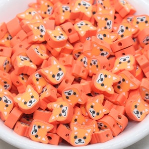 Kawaii Puppy Polymer Clay Beads, Orange Dog Clay Beads, Puppy Clay Loose Beads, Bead for Bracelet, Jewelry Diy Beads 445 image 1