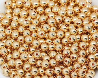 14K Gold Color Spacer Beads, Spacer Round Beads, Round Beads, Size 4mm 6mm 8mm