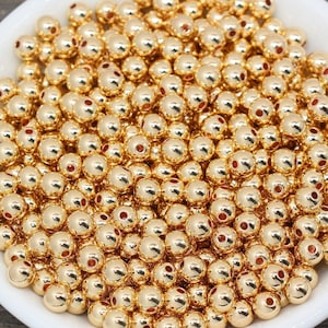 14K Gold Color Spacer Beads, Spacer Round Beads, Round Beads, Size 4mm 6mm 8mm