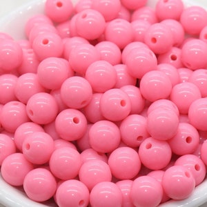 10mm Bubblegum Pink Gumball Beads, Round Acrylic Loose Beads, Bubblegum Beads, Chunky Beads, Gumball Beads, Smooth Plastic Round Beads #2820