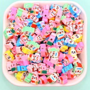 Perles en pâte polymère, perles lapin pour la fabrication de bijoux, breloques animaux printaniers pour bracelets porte-clés #919