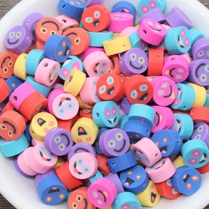 Emoji Polymer Clay Beads, Emoji Fimo Cane Beads, Assorted Emoji Beads, Smiley Face Beads, Facial Expression Beads #210