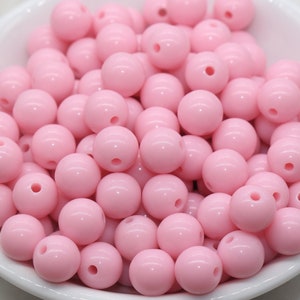 10mm Pink Gumball Beads, Round Acrylic Loose Beads, Bubblegum Beads, Chunky Beads, Gumball Beads, Smooth Plastic Round Beads #404