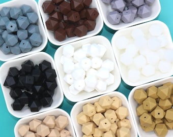 14mm Hexagon Silicone Beads for DIY Jewelry Making, Soft Geometric Beads for Bracelets, Keychains, Bulk Craft Supplies