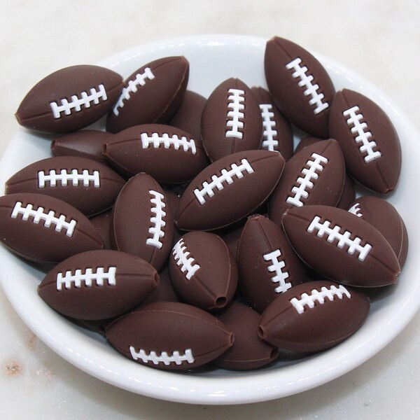 Football Silicone Beads,  Sports Print Silicone Beads, Soft Sports Ball Beads, Chunky Beads, Silicone Beads #242