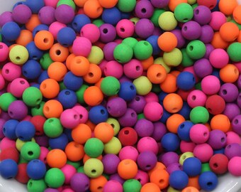6mm Matte Multicolor Gumball Beads, Round Acrylic Loose Beads, Matte Bubblegum Beads, Chunky Beads, Round Plastic Beads #984