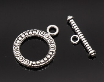 6 Sets Toggle Clasps Antique Silver Tone -YD1585