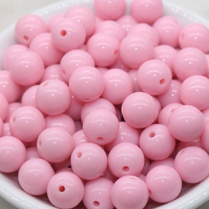 12mm Pink Gumball Beads, Round Acrylic Loose Beads, Bubblegum Beads, Chunky Beads, Bubble Gum Beads, Smooth Plastic Round Beads #409