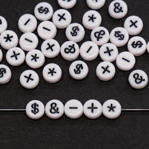 7mm White Black Symbol Beads for Bracelets #1314
