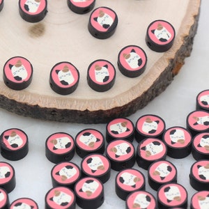 Cat Polymer Clay Beads, Round Jewelry Beads for Bracelets, Craft Supplies, Animal Clay Beads, #298