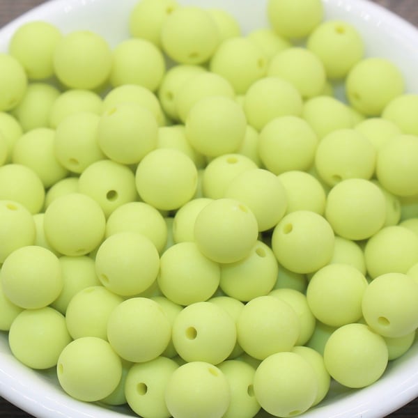 10mm Matte Lime Green Gumball Beads, Round Acrylic Loose Beads, Frosted Green Bubblegum Beads, Chunky Beads, Round Plastic Beads #2554