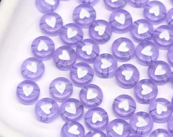 7mm Purple Heart Beads for Bracelets #3600