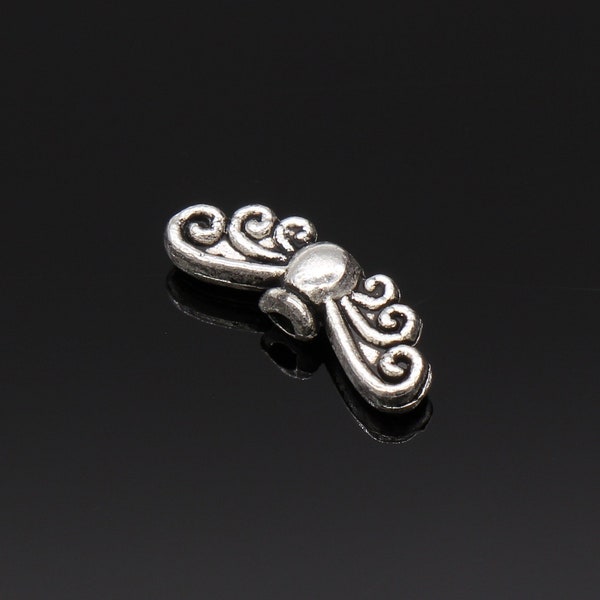 12 Winged Beads Spacer Beads Angel Wing Beads Antique Silver Tone - B64