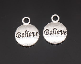 15pcs bar believe Charms silver TONE believe Charm pendants 20x8mm