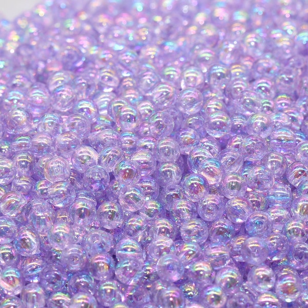 Perles AB violet clair 4 mm, Billes en forme de boule de gomme acrylique irisé, Perles d'espacement rondes transparentes, Billes de chewing-gum, Perle ronde en plastique #906