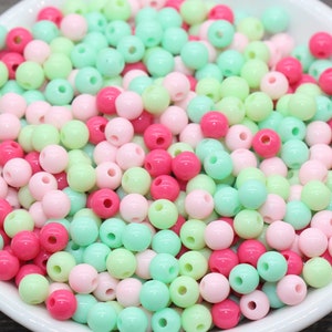 Pastel Beads 6mm Small Pastel Gumball Bubblegum Plastic Acrylic or