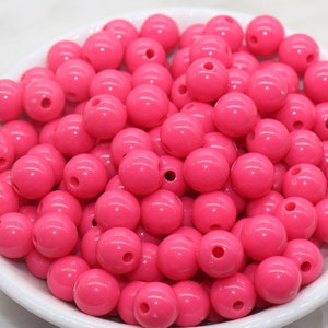 10mm Rose Pink Gumball Beads, Round Acrylic Loose Beads, Bubblegum Beads, Chunky Beads, Gumball Beads, Smooth Plastic Round Beads #2816