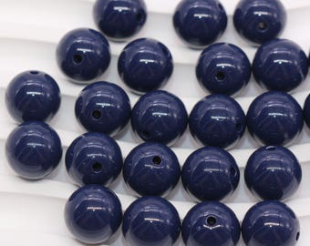 12mm Navy Acrylic Gumball Beads, Round Bubblegum Beads, Jewelry Making Supplies #1241
