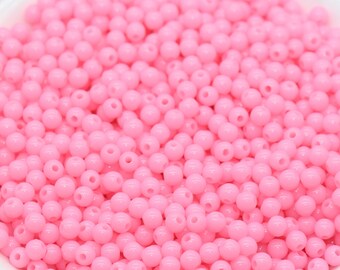 4mm Taffy Pink Round Beads, Acrylic Gumball Beads, Pink Round Spacer Beads, Bubblegum Beads, Plastic Round Smooth Bead #1323
