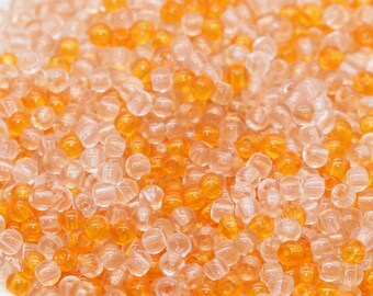 500 Perles Rocailles Orange Doré Blanc - Diamètre 4mm (6/0) - Neuf Pour Créations