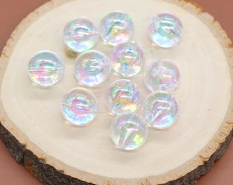Perles transparentes AB Gumball, grosses perles rondes irisées 14 mm pour bracelets, fabrication de bijoux, perles bulles scintillantes pour travaux manuels #3624