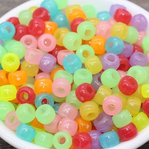 Multicolor Pony Beads, Translucent Pony Beads, Pony Loose Beads, Plastic Bubblegum Beads, Chunky Beads #248