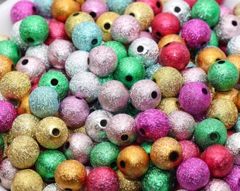 8mm Stardust Beads, Wrinkle Gumball Beads, Multicolored Round Acrylic Loose Beads, Bubblegum Beads, Chunky Beads, Bubble Gum Beads, #1078