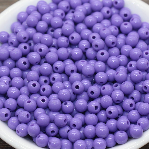 6mm Purple Gumball Beads, Round Acrylic Purple Loose Beads, Bubblegum Beads, Chunky Beads, Bubble Gum Beads, Smooth Round Beads #636