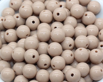 10mm Burlywood Brown Gumball Beads, Brown Round Acrylic Loose Beads, Bubblegum Beads, Chunky Beads, Bubblegum Beads, Smooth Round Beads#1380