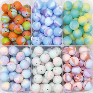 15mm Tie-Dye Silicone Beads, Round Silicone Beads, Bubblegum Beads, Beads for Pens, Beads for Bracelets