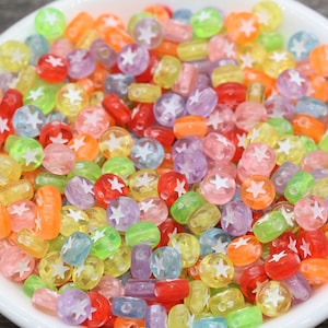 Multicolored Star Beads, Acrylic Multicolor Star Beads, Mix Color Star Beads, Assorted Acrylic Symbol Beads, Size 7mm #298