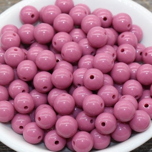 10mm Turkish Rose Gumball Beads, Round Acrylic Loose Beads, Bubblegum Beads, Chunky Beads, Smooth Plastic Round Beads #1369