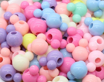 Perles Mickey Mouse, perles Mickey Mouse multicolores, perles acryliques Mickey Mouse, perles de souris de couleurs mélangées, #1330