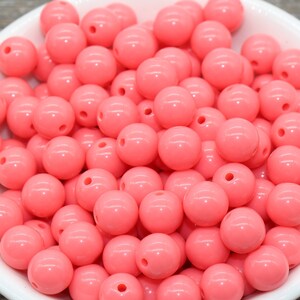 10mm Watermelon Pink Gumball Beads, Round Acrylic Loose Beads, Bubblegum Beads, Chunky Beads, Smooth Plastic Round Beads #1361
