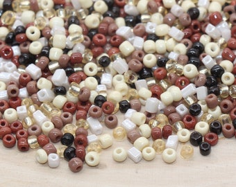 Mix Glass Seed Beads, 3mm Brown Mix Glass Seed Beads, Rocailles Beads, Beading Supplies, Bracelet Beads, Jewelry Making Beads #3115