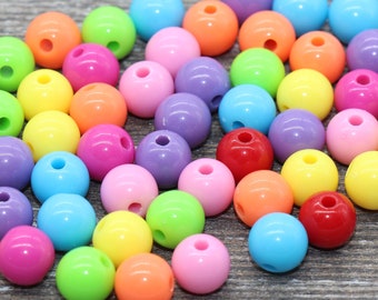8mm Multicolor Gumball Beads Mix, Smooth Acrylic Round Spacer Beads for Bracelet Making #775