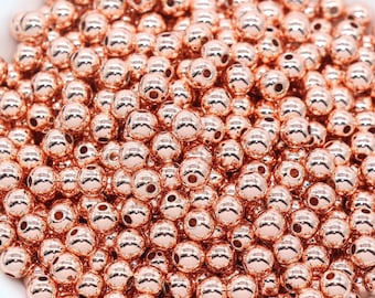 Intercalaires en or rose, Perles rondes en or rose, Taille 4 mm 6 mm 8 mm Perles en or rose