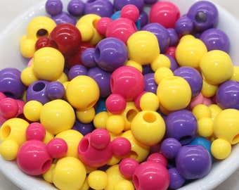 Mickey Mouse Beads, Multicolored Mickey Mouse Beads, Acrylic Mickey Mouse Beads, Mixed Color Mouse Beads, #3132