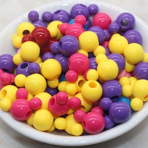 Mickey Mouse Beads, Multicolored Mickey Mouse Beads, Acrylic Mickey Mouse Beads, Mixed Color Mouse Beads, #3132