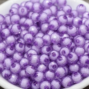 8mm Light Purple Faceted Beads, Round Faceted Acrylic Loose Beads, Bubblegum Beads, Chunky Beads, Bracelet Gumball Beads #2000