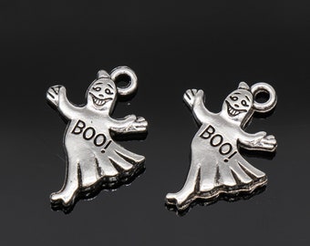 Bulk 30 Ghost Charms Antique Silver Tone 21x17mm - YD2802