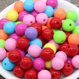 12mm Multicolored Gumball Beads, Round Acrylic Loose Beads, Bubblegum Beads, Chunky Beads, Smooth Round Beads  #513