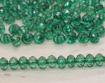 6mm Green Transparent Faceted Rondelle Beads, Faceted Acrylic Loose Beads, Bubblegum Beads, Chunky Beads, #2784